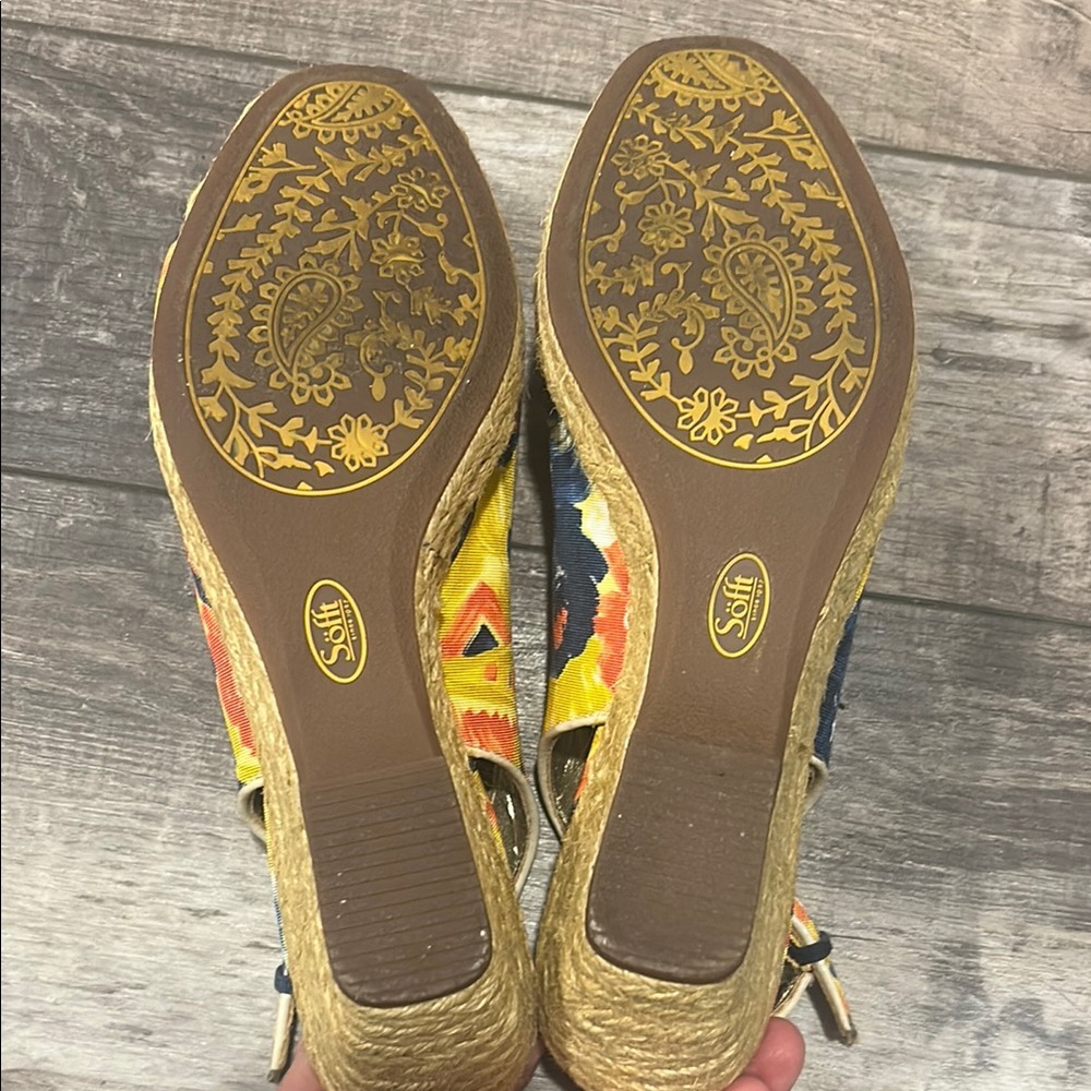 Sofft Yellow Wedge Sandals with Ankle Strap - Picture 6 of 6